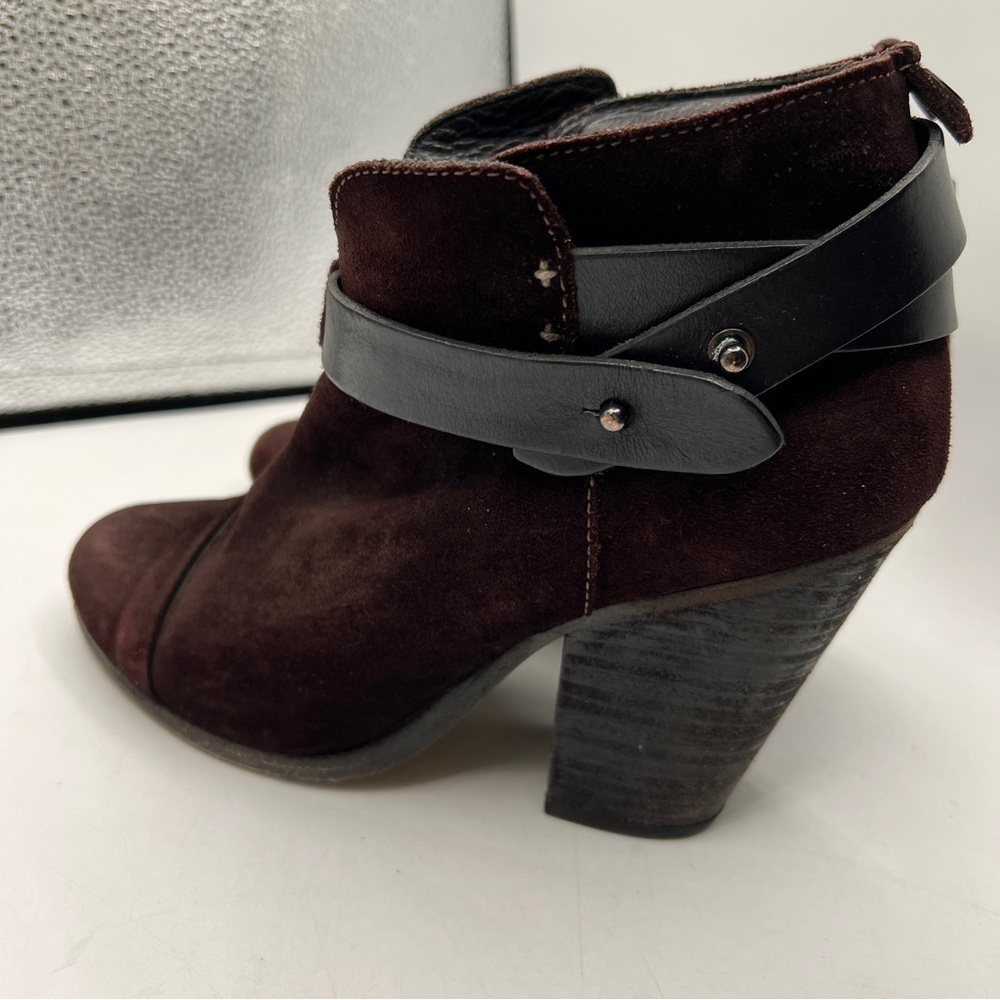 Rag And Bone Rag Bone Dark Brown Suede Block Heel Strappy Belted Harrow Boots